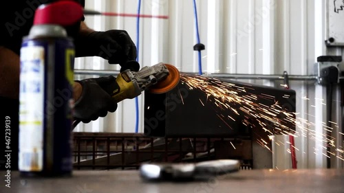 Man Grinds Edge of Metal Beam 4K, Slow Motion
