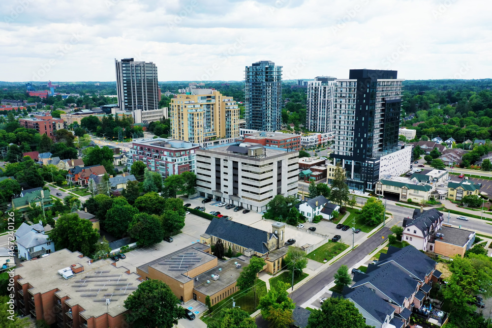 Obraz premium Aerial scene of Waterloo, Ontario, Canada