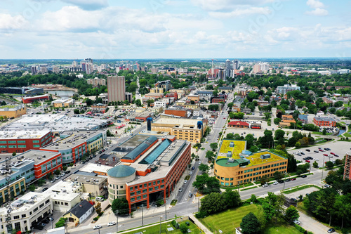 Canvas Print Aerial scene of Waterloo, Ontario, Canada downtown