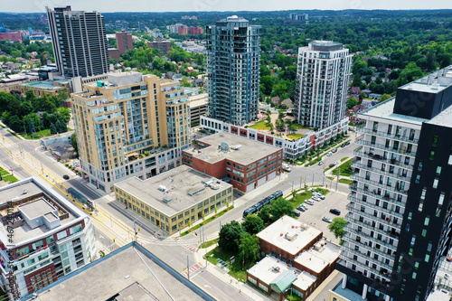 Fototapeta Naklejka Na Ścianę i Meble -  Aerial of Waterloo, Ontario, Canada city center