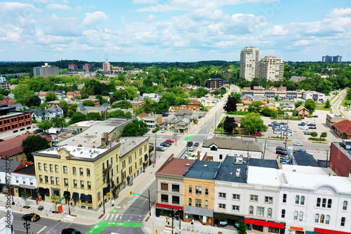 Aerial scene of Waterloo, Ontario, Canada on a beautiful day