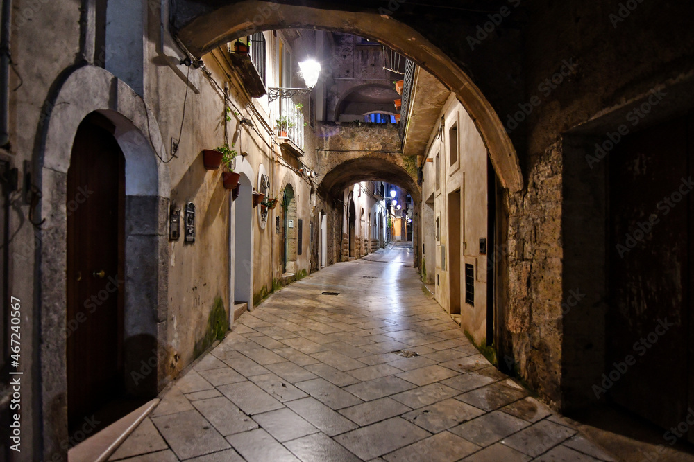 A narrow street of Sant'Agata de 'Goti, a medieval town of Campania region, Italy.	