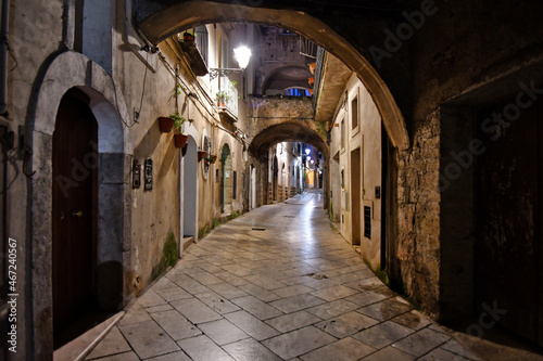 A narrow street of Sant Agata de  Goti  a medieval town of Campania region  Italy. 