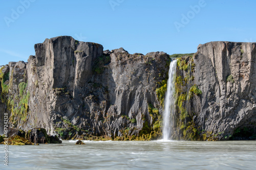 Landscape of small waterfall at Selfoss waterfall Golden Circle Iceland