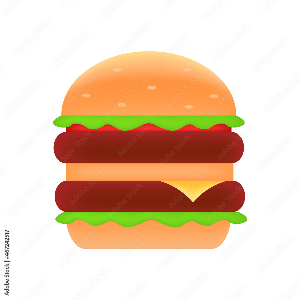 Burger icon, stock vector, logo isolated on a white background. Illustration Burger icon, stock vector, logo isolated on a white background. Illustration