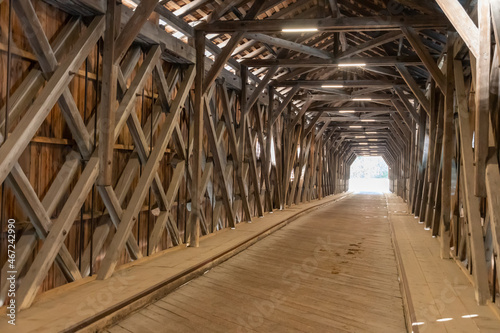 Vaduz, Liechtenstein, October 11, 2021 Inside the historic old rhine bridge