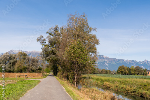 Vaduz, Liechtenstein, October 11, 2021 Vegetation on an arable field
