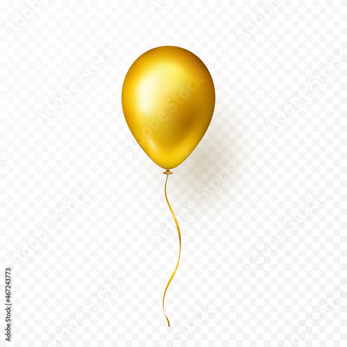 Fototapeta Gold balloon isolated on transparent background