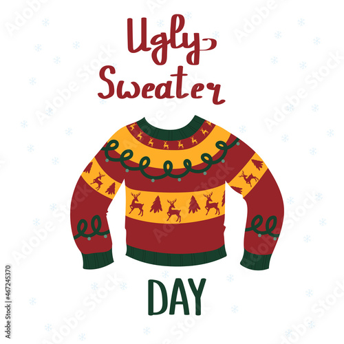 Ugly sweater day. Vector illustration.