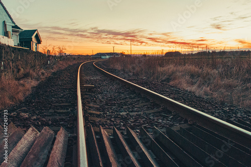 Train line sunrise