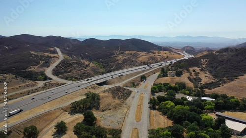 2021 - aerial over the 5 freeway highway near Gorman and The Grapevine, California. photo