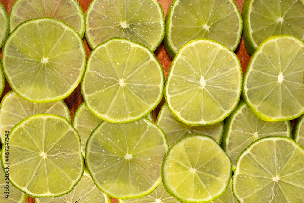 Top view of slices of lime.