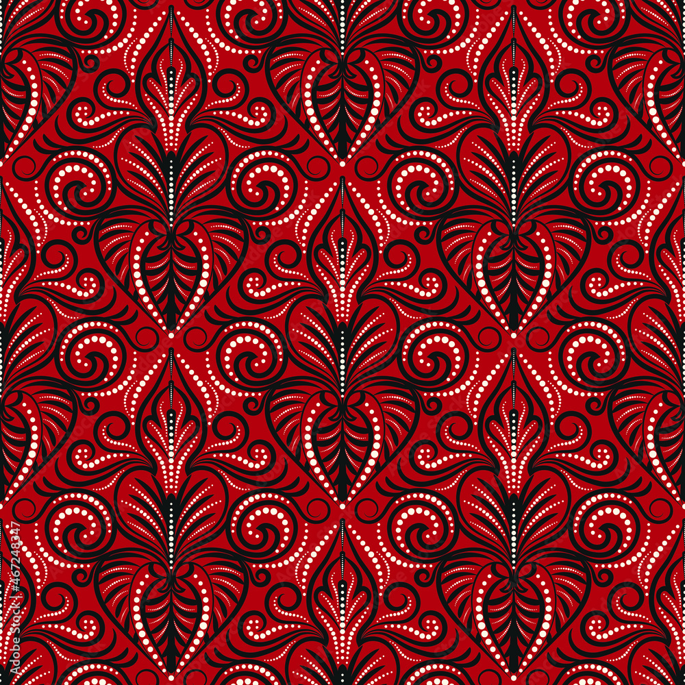 Red And Black Damask Pattern