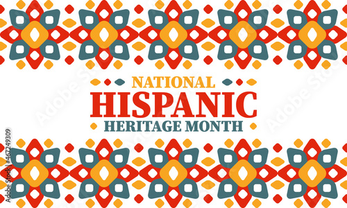 National Hispanic Heritage Month in United States. Celebrate annual in September and October. Latin American and Hispanic ethnicity culture. National fabric vector textures. Traditional festival