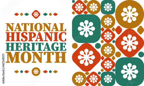 National Hispanic Heritage Month in United States. Celebrate annual in September and October. Latin American and Hispanic ethnicity culture. National fabric vector textures. Traditional festival