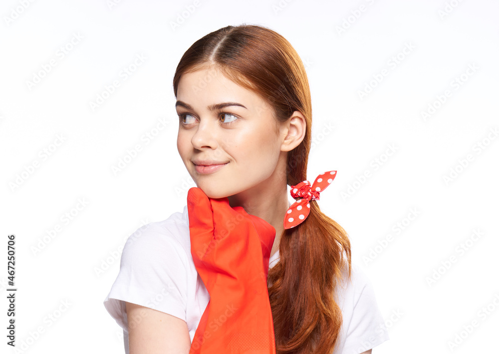 cleaning lady wearing rubber gloves detergents housework cleaning lady wearing rubber gloves detergents housework