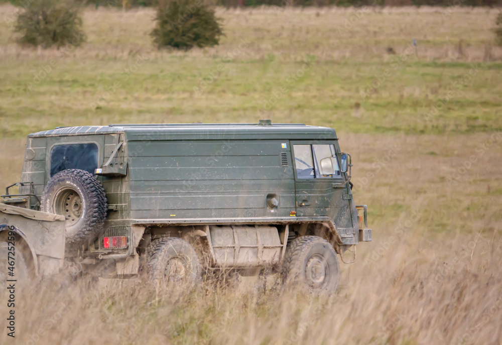 all-terrain utility vehicle on military exercise Wilts UK all-terrain utility vehicle on military exercise Wilts UK