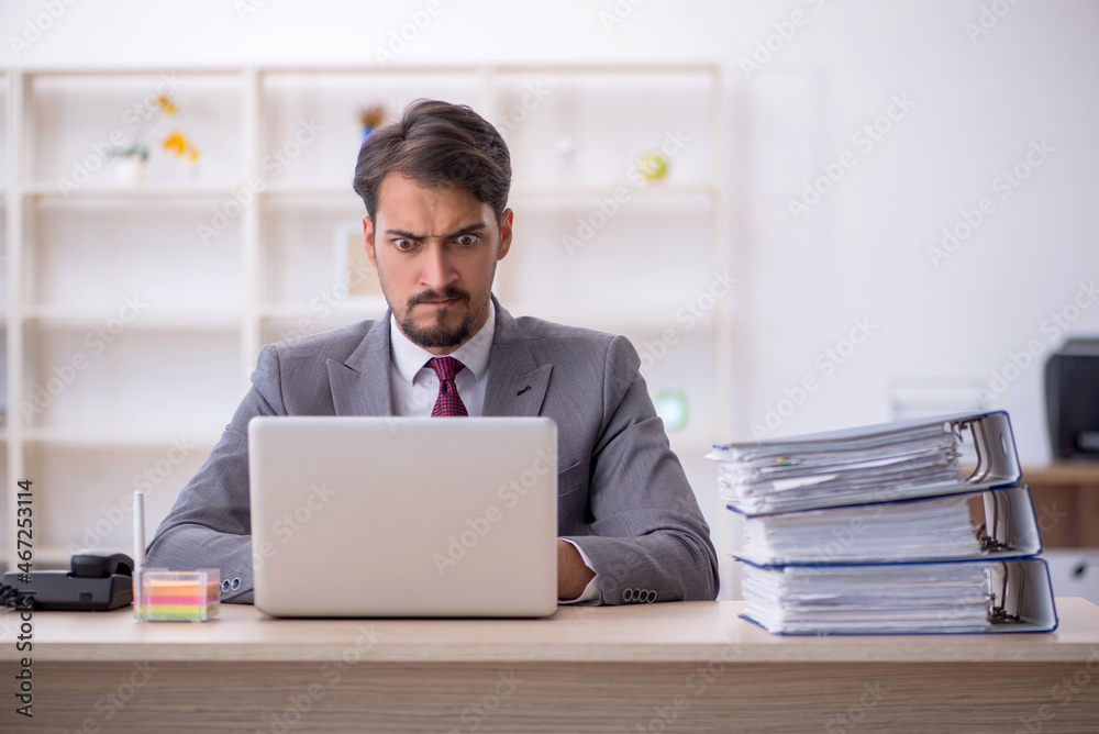 Young male employee working in the office Young male employee working in the office