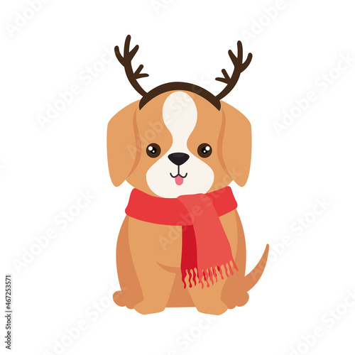 cute dog with reindeer horns