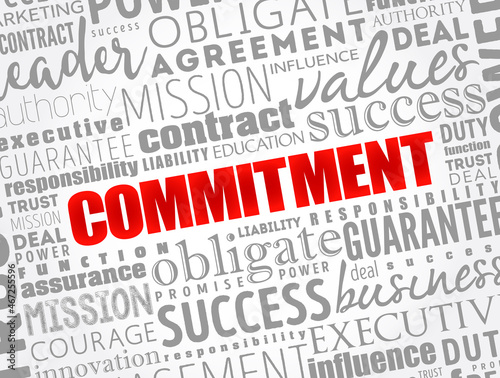 Commitment word cloud collage, business concept background photo