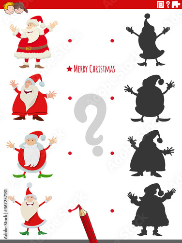 educational shadow game with cartoon Santa Claus on Christmas