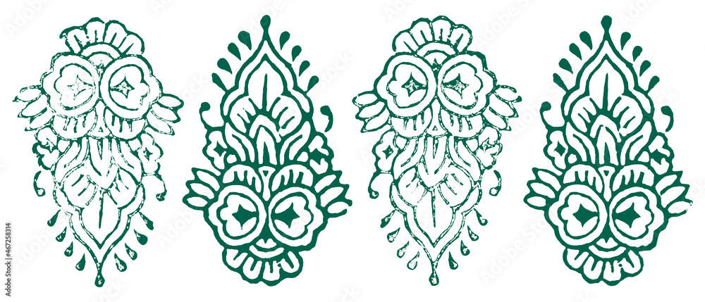 Original Indian Stamp Printing with Paisley motifs