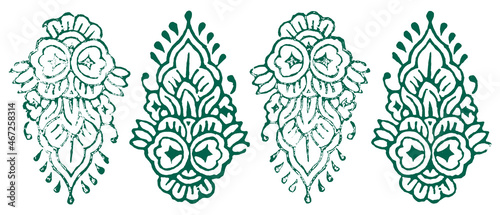 Obraz na płótnie Original Indian Stamp Printing with Paisley motifs w salonie