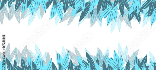 Floral web banner with drawn color exotic leaves. Nature concept design. Modern floral compositions with summer branches. Vector illustration on the theme of ecology, natura, environment