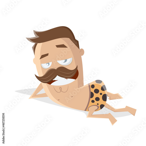 funny cartoon illustration of a sexy man in underpants with leopard print