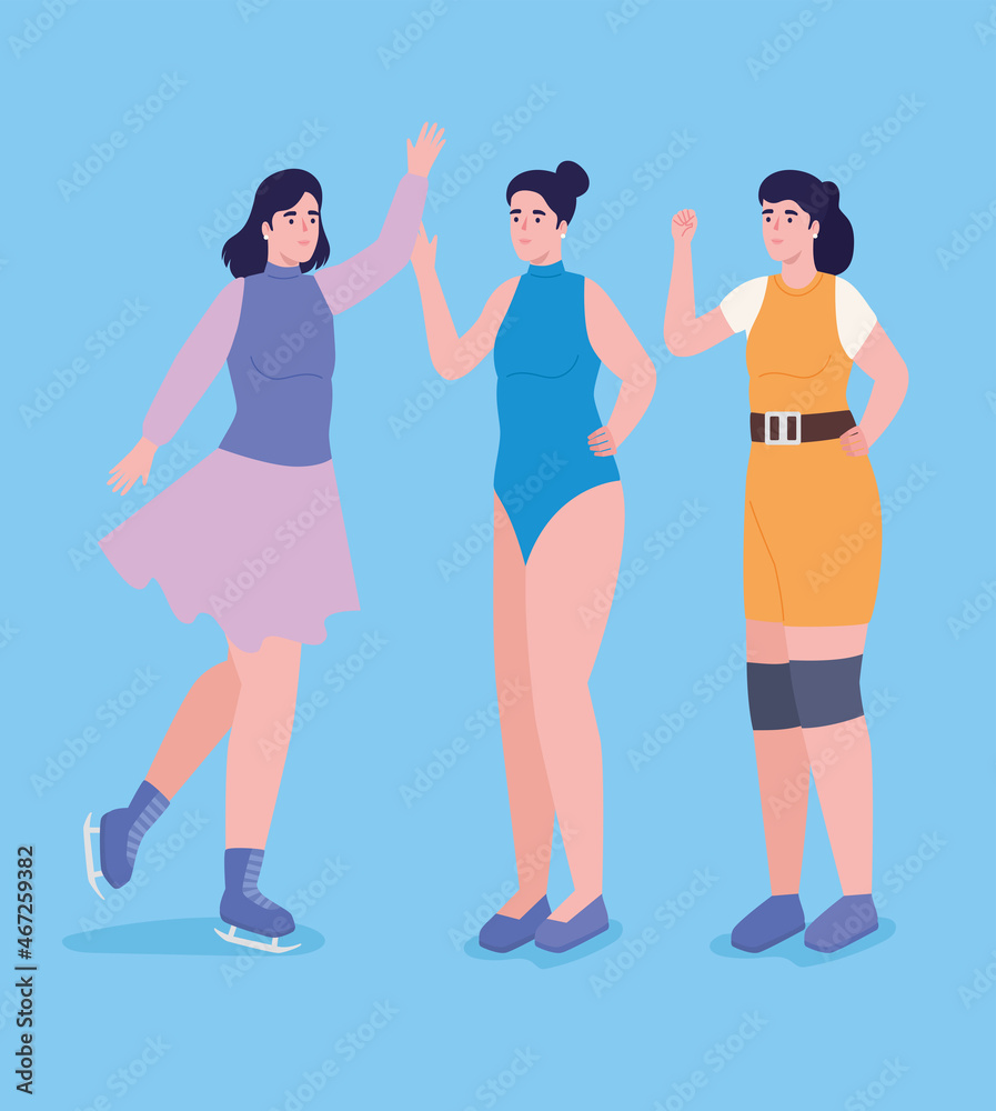 Obraz premium three female athletes characters