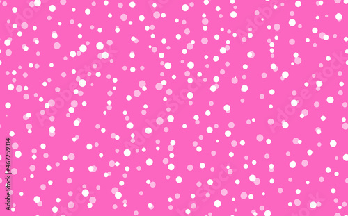 Abstract hand drown polka dots background. Pink dotted seamless pattern with white circles. Template design for invitation, poster, card, flyer, textile, fabric