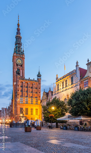 Gdansk, Poland, medieval town hall in the historical city center