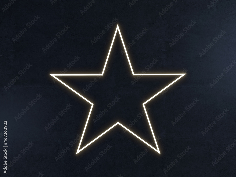 3d rendering of an illuminated 5-pointed star on dark bluish concrete background 3d rendering of an illuminated 5-pointed star on dark bluish concrete background