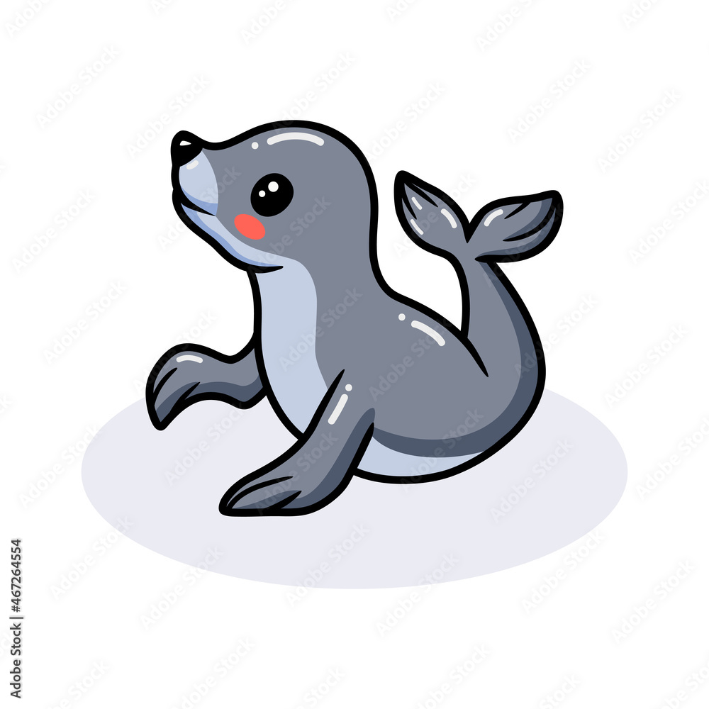 Cute little seal cartoon posing