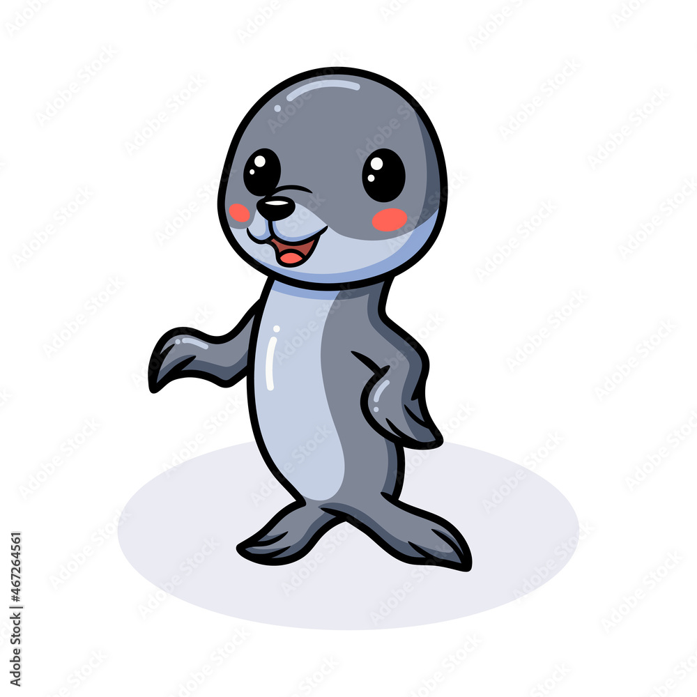 Cute little seal cartoon standing Cute little seal cartoon standing