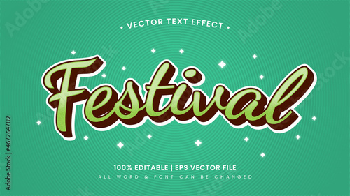Festival vintage retro 3d text style effect. Editable illustrator text style.