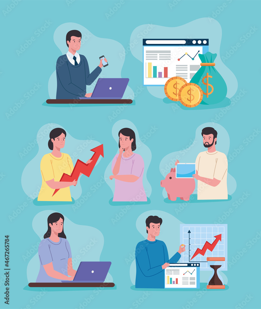 seven stock market icons seven stock market icons