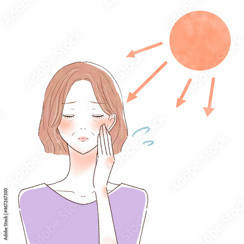 紫外線を気にする中年女性