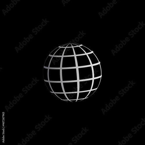 Illustration of a wire frame planet sphere  isolated on a gray background. Vector illustration  eps 10.