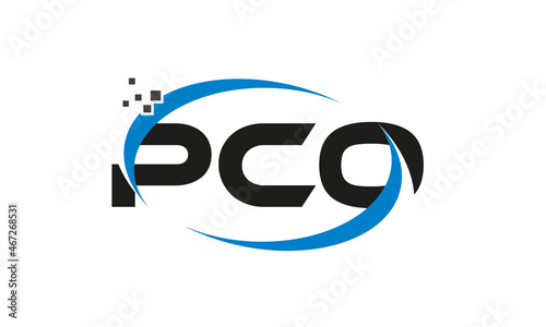 dots or points letter PCO technology logo designs concept vector Template Element