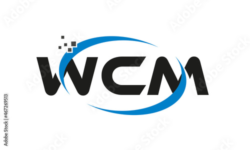 dots or points letter WCM technology logo designs concept vector Template Element