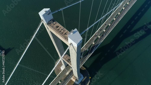 Aerial view of the Yi Sunsin bridge in Gwangyang. Korea.
바다를 가로지르는 광양 이순신 대교. photo