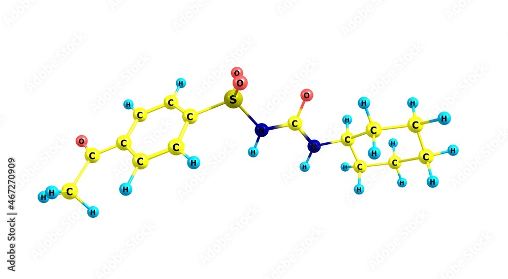 Acetohexamide molecular structure isolated on white Acetohexamide molecular structure isolated on white
