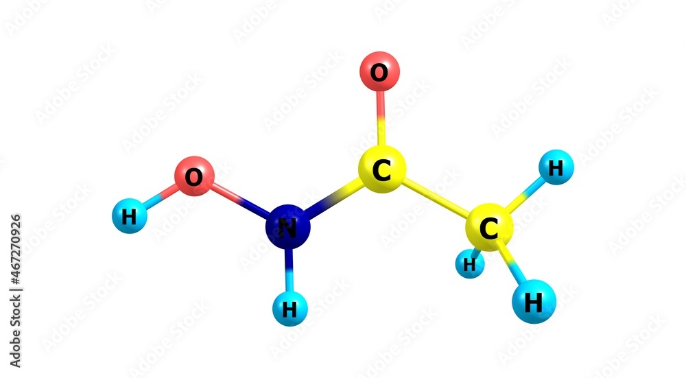Acetohydroxamic acid molecular structure isolated on white Acetohydroxamic acid molecular structure isolated on white