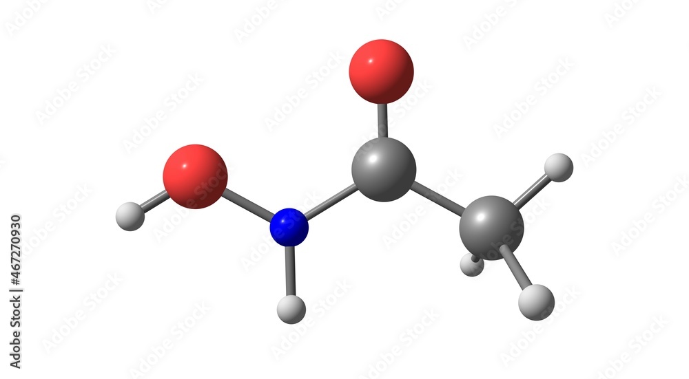 Acetohydroxamic acid molecular structure isolated on white Acetohydroxamic acid molecular structure isolated on white