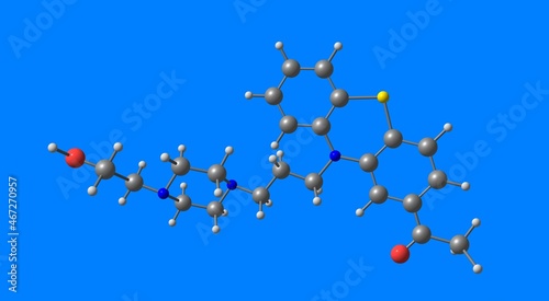 Acetophenazine molecular structure isolated on blue