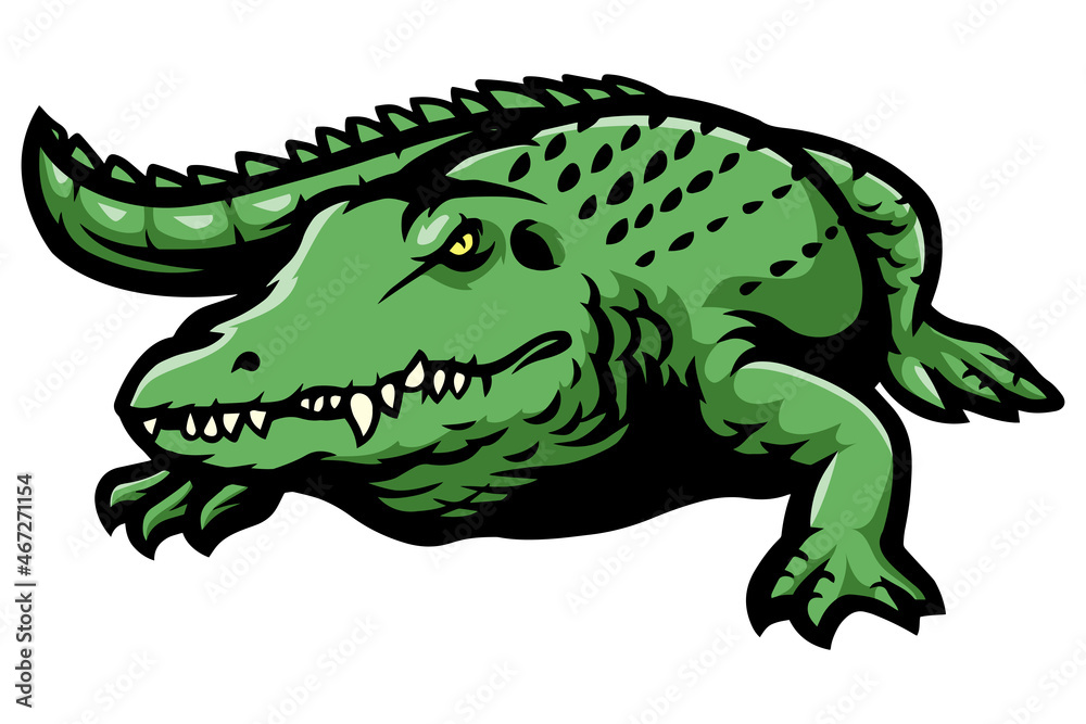 Fototapeta premium Cartoon scary crocodile mascot design