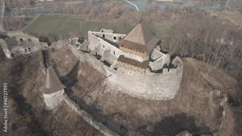 Aerial view from a drone of the Nevitsky Castle in Uzhgorod photo