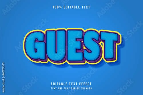Guest,3 dimensions editable text effect blue gradation purple yellow modern shadow comic style