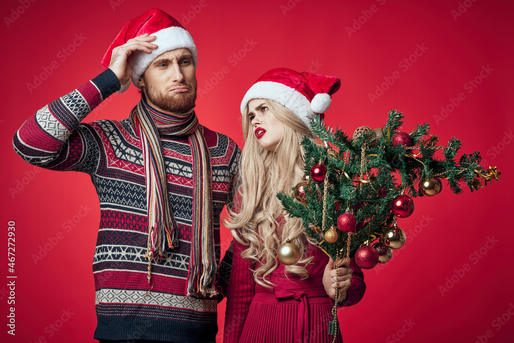 man and woman holiday christmas decoration emotions man and woman holiday christmas decoration emotions